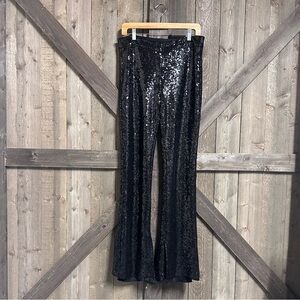 Alex & Sophia Black Sequin Flare Pants EUC